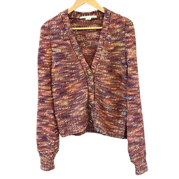 Veronica Beard Multicolor Amosa Wool Blend Chunky Knit Cardigan Small Boho Chic - Picture 1 of 6